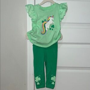 Cat and Jack St. Patrick’s Day Green Unicorn and Shamrock Matching Set
